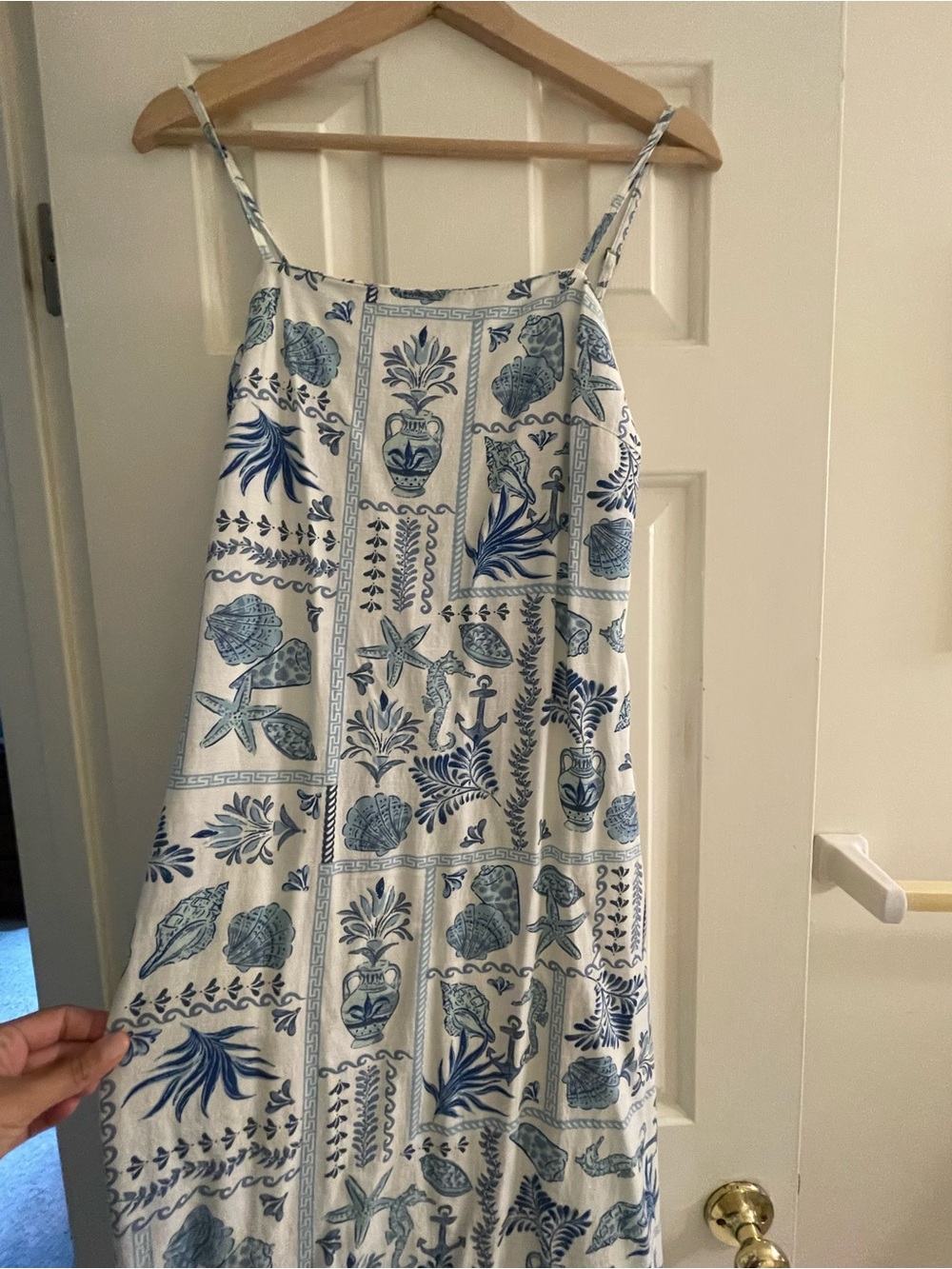 Blue & White coastal Nautical Print Dress